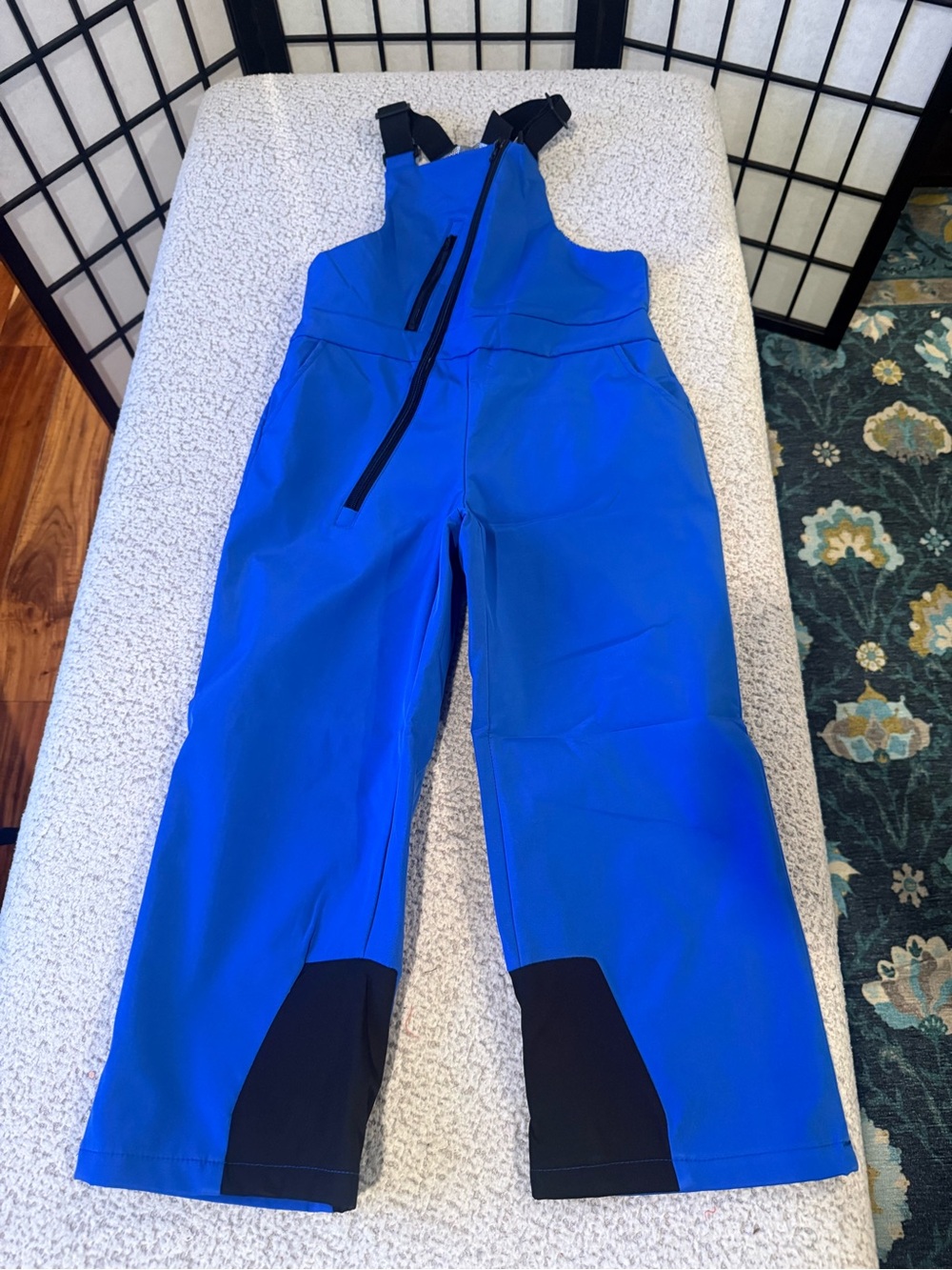 Blue Ski Bib Pants with Adjustable Straps